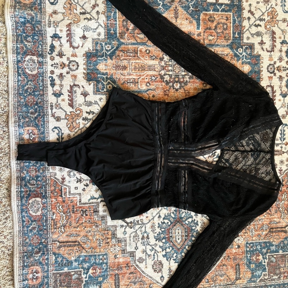 Lulu’s Black Lace Bodysuit